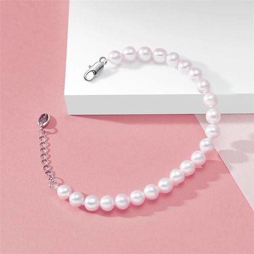 京润珍珠 倾心 白色淡水珍珠手链 强光甄选精品手链 迷人优雅