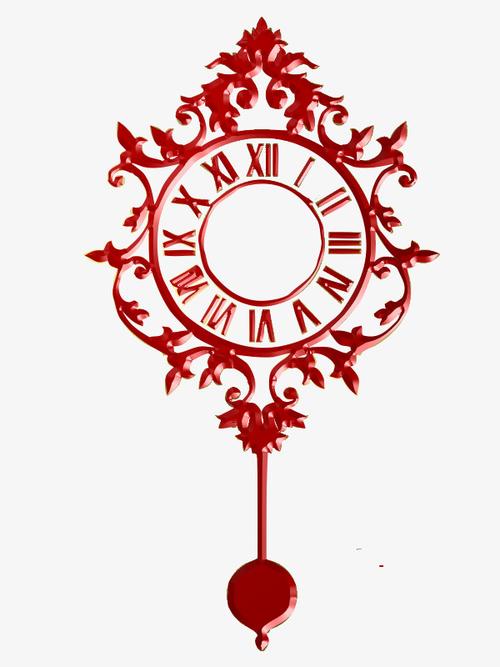 关键词 : 红色钟摆,时钟,罗马数字,钟表