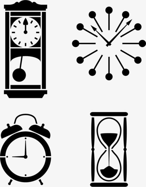 时尚简约时钟手绘钟表挂钟元素设计